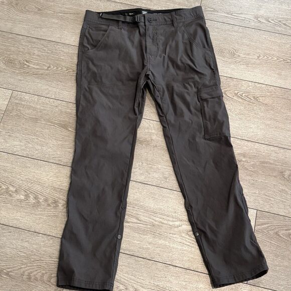 Prana Zion Pants Men 34x30 Gray Belted Hiking Outdoor Utility Slim Fit - Picture 1 of 8